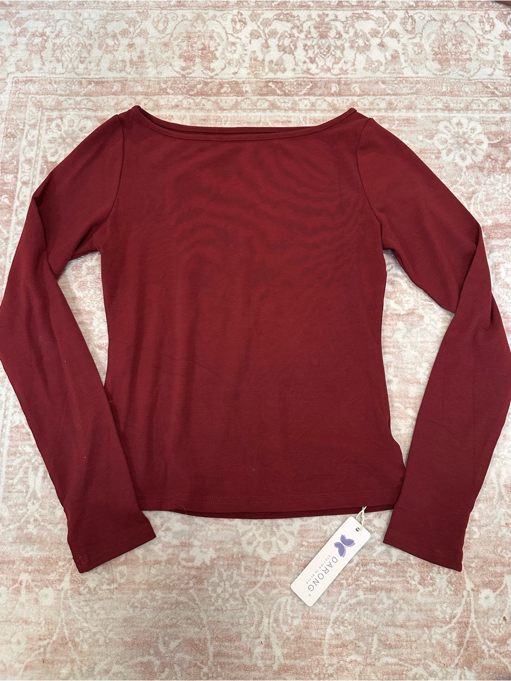 NWT 🥀 Boat Neck Slim Fit Long Sleeve Top - Picture 3 of 8